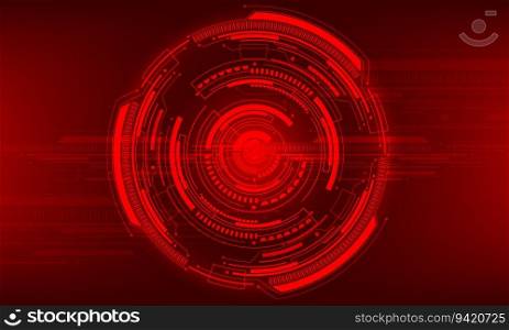 Red circle circuit HUD futuristic technology energy power computer ultramodern design creative vector