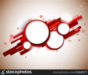 Red circles on lines. Abstract design