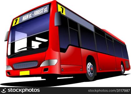Red city bus. Coach. EPS 10 Vector illustration