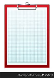 Red clip board with blue square graph paper math concepts