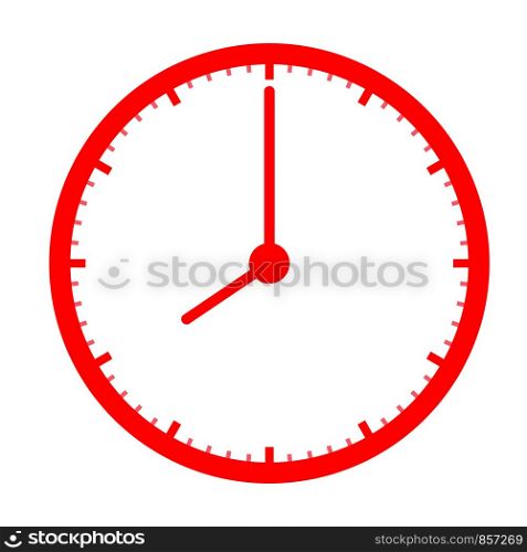 red clock icon on white background. clock sign. flat style. red clock icon for your web site design, logo, app, UI. time symbol.
