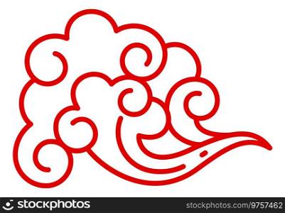 Red cloud in vintage japanese style. Decorative nature isolated on white background. Red cloud in vintage japanese style. Decorative nature