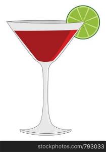 Red cocktail, illustration, vector on white background.