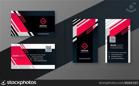 red color geometric business card design template