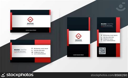 red color theme modern business card design template
