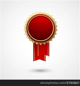 Red Color vector award badge and ribbon. Premium quality. Best price, choice.