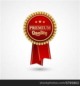 Red Color vector award badge and ribbon. . Red Color vector award badge and ribbon. Premium quality.