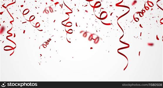 Red confetti concept design greeting background. Celebration Vector illustration.