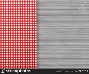 Red corner tablecloth on white wood table. Vector illustration.. Red corner tablecloth on white wood table. Vector stock illustration.