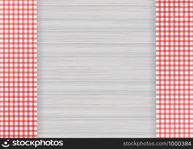 Red corner tablecloth on white wood table. Vector stock illustration. Red corner tablecloth on white wood table. Vector stock illustration.