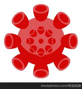 Red coronavirus icon. Isometric of red coronavirus vector icon for web design isolated on white background. Red coronavirus icon, isometric style