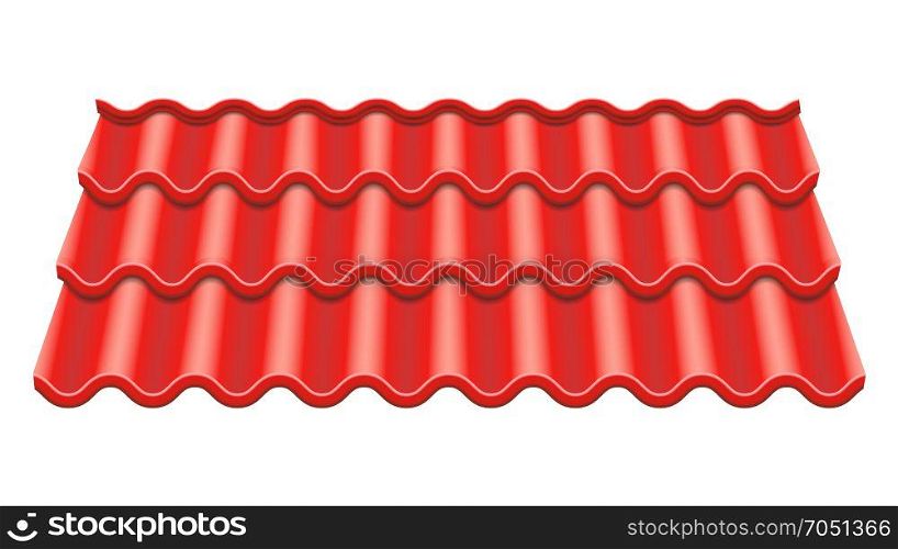 Red Corrugated Tile Vector. Element Of Roof. Ceramic Tiles. Fragment Of Roof Illustration.. Corrugated Tile Vector. Element Of Roof. Ceramic Tiles. Fragment Of Roof Illustration.