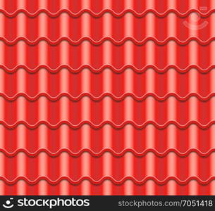 Red Corrugated Tile Vector. Element Of Roof. Seamless Pattern. Ceramic Tiles. Fragment Of Roof Illustration.. Corrugated Tile Vector. Element Of Roof. Seamless Pattern. Ceramic Tiles. Fragment Of Roof Illustration.