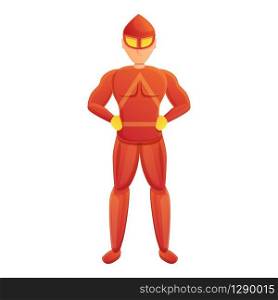 Red costume superhero icon. Cartoon of red costume superhero vector icon for web design isolated on white background. Red costume superhero icon, cartoon style