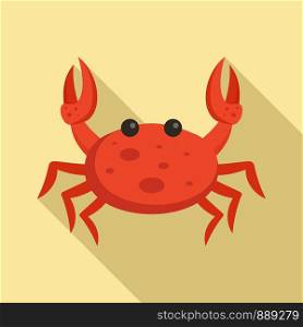 Red crab icon. Flat illustration of red crab vector icon for web design. Red crab icon, flat style