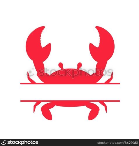 Red crab with big claws Leave space for adding text. Isolated on white background.