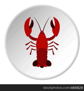 Red crayfish icon in flat circle isolated vector illustration for web. Red crayfish icon circle