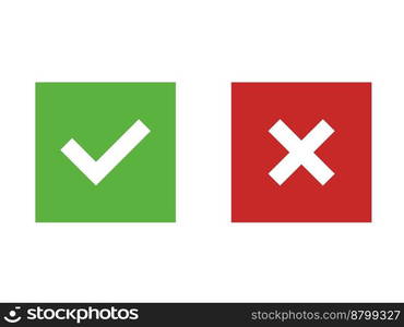 red cross and green check mark, vector