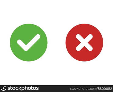 red cross and green check mark, vector