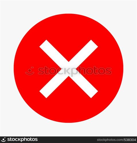 Red cross, check mark icon in simple style on a white background. Red cross, check mark icon, simple style