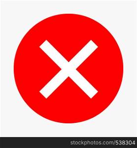 Red cross, check mark icon in simple style on a white background. Red cross, check mark icon, simple style