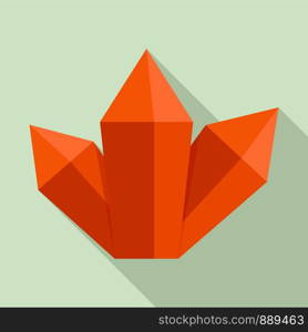 Red crystal icon. Flat illustration of red crystal vector icon for web design. Red crystal icon, flat style