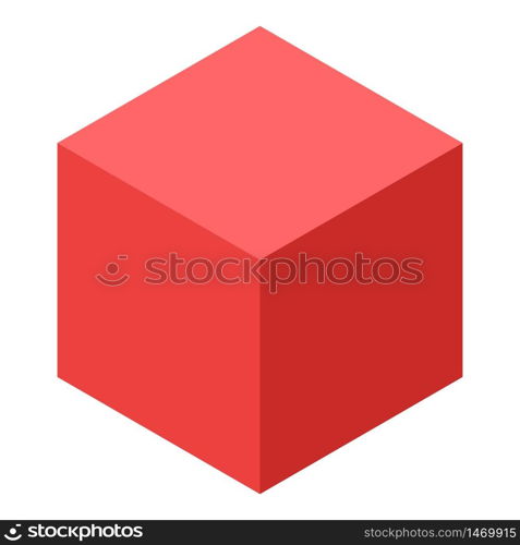 Red cube icon. Isometric of red cube vector icon for web design isolated on white background. Red cube icon, isometric style