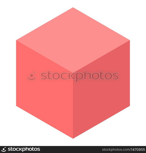 Red cube icon. Isometric of red cube vector icon for web design isolated on white background. Red cube icon, isometric style