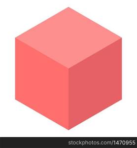 Red cube icon. Isometric of red cube vector icon for web design isolated on white background. Red cube icon, isometric style