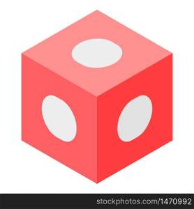 Red cube with white dots icon. Isometric of red cube with white dotsvector icon for web design isolated on white background. Red cube with white dots icon, isometric style