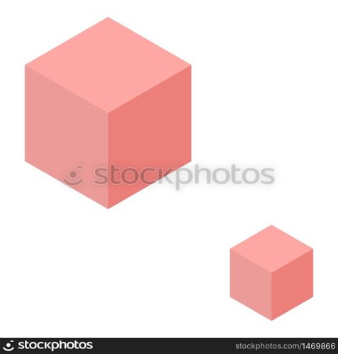 Red cubes icon. Isometric of red cubes vector icon for web design isolated on white background. Red cubes icon, isometric style