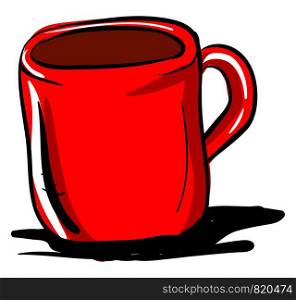 Red cup of coffee, illustration, vector on white background.