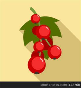 Red currant berries icon. Flat illustration of red currant berries vector icon for web design. Red currant berries icon, flat style