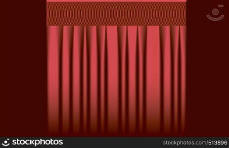 Red curtain background. Vector realistic red curtain.