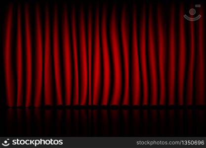 Red Curtain Theater Scene Stage Background. Backdrop with luxury silk velvet.