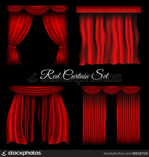 Red curtains on transparent background. Red curtains. Vector various curtains on transparent background