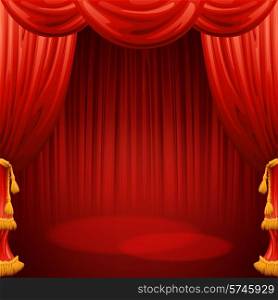 Red curtains. Theater scene. Vector illustration EPS10. Red curtains. Theater scene. Vector illustration