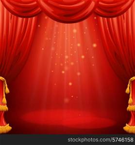 Red curtains. Theater scene. Vector illustration EPS10. Red curtains. Theater scene. Vector illustration