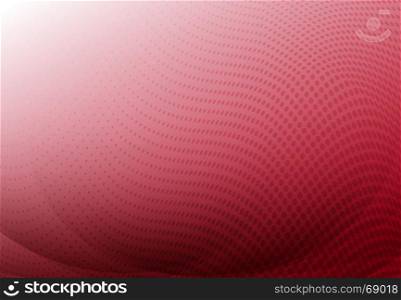 Red curve abstract background with wave halftone copy space. Vector illustration