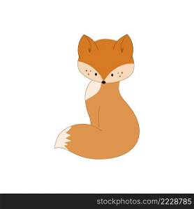 Red cute Fox isolated on a white background. Vector cartoon character for children’s books, cards with animals and alphabet, greeting cards. Illustration on the theme of nature and animals