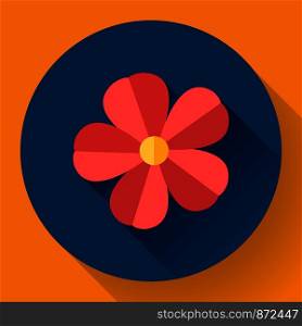 Red cute Frangipani flower icon. Nature symbol. Frangipani flower icon. Nature symbol - Vector