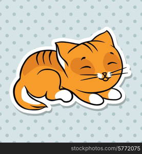 Red cute funny cat sleep. Vector illustration.. Red cute funny cat sleep. Vector illustration