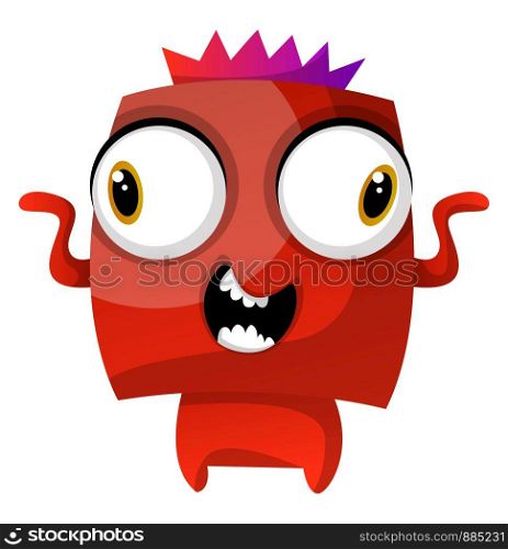 Red dancing monster with a crown illustration vector on white background