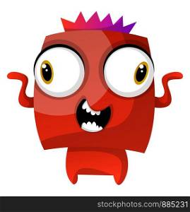 Red dancing monster with a crown illustration vector on white background