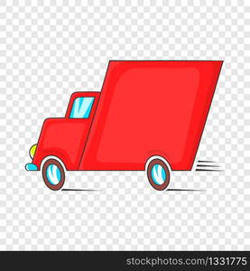 Red delivery car icon in cartoon style on a background for any web design . Red delivery car icon in cartoon styl