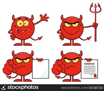 Red Devil Cartoon Emoji Character. Vector Collection Isolated On White Background