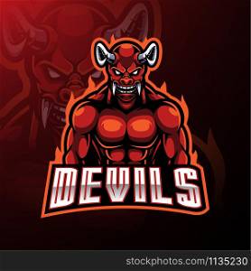 Red devil esport mascot logo design