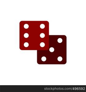 Red dice flat icon isolated on white background. Red dice flat icon