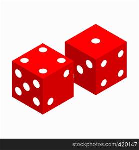 Red dice isometric 3d icon on a white background. Red dice isometric 3d icon
