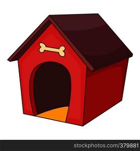 Red dog house icon. Cartoon illustration of dog house vector icon for web. Red dog house icon, cartoon style